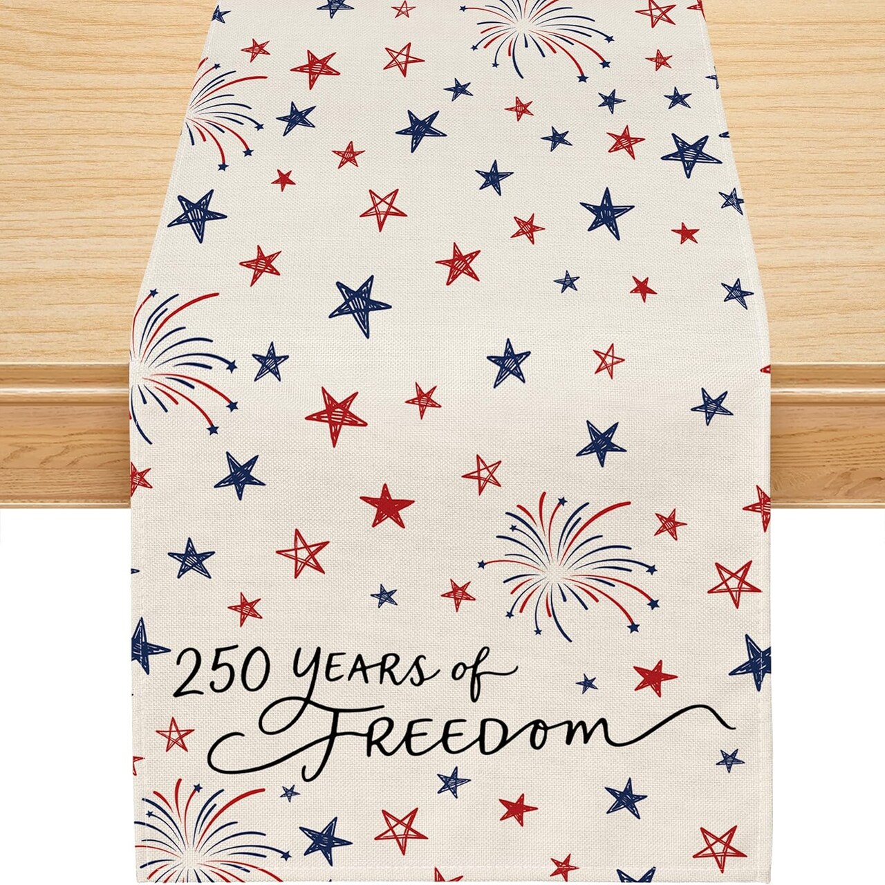 4th of July Table Runner – 13x36 Inch Patriotic USA 250th Anniversary Decorations, Red White Blue Stars Memorial Day Independence Day Table Decor for Kitchen, Dining, Party & Home Celebration